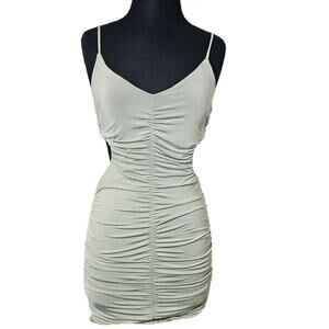 Steps NY Bodycon Ruffled Trim Dress green sz S/M